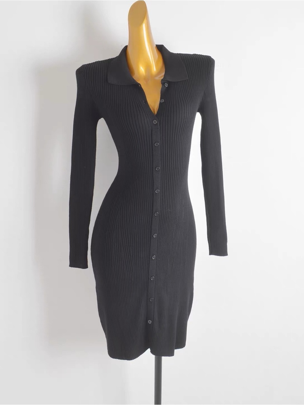 CSFC Open-Back Ribbed Button Knit Midi Dress | Size L | Good Condition